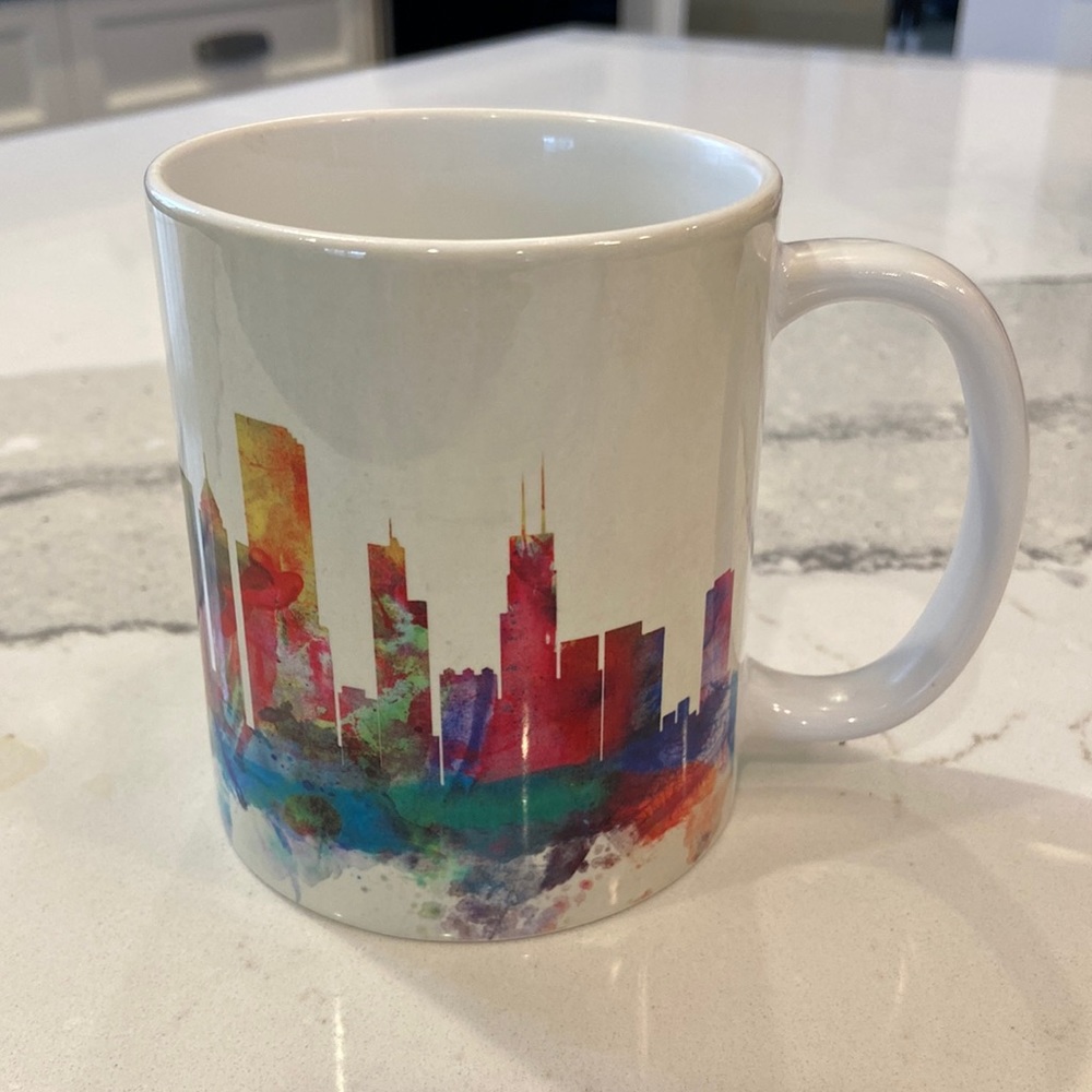 Society 6 Chicago Skyline Aquacolor Coffee Mug